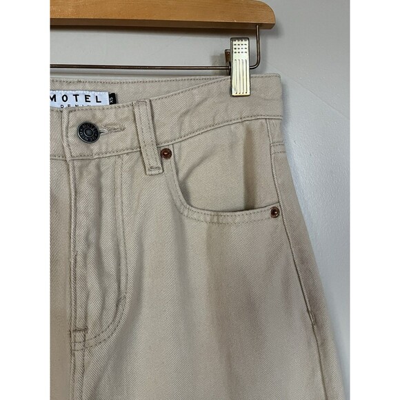 Motel Denim High Rise Wide Leg Tan Jeans, Relaxed Fit, Women Size XS - Picture 4 of 11